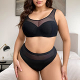 The Midnight Ensemble | Plus Size Black Underwire Lingerie Set - Negative Apparel