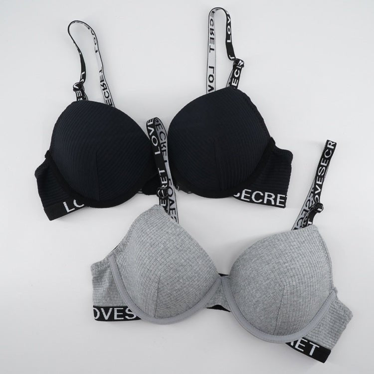 The Noir Comfort | Women's Cotton Underwire Push - Up Bra with Letter Straps - Negative Apparel