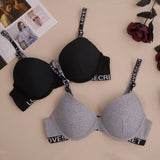 The Noir Comfort | Women's Cotton Underwire Push - Up Bra with Letter Straps - Negative Apparel
