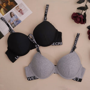 The Noir Comfort | Women's Cotton Underwire Push - Up Bra with Letter Straps - Negative Apparel