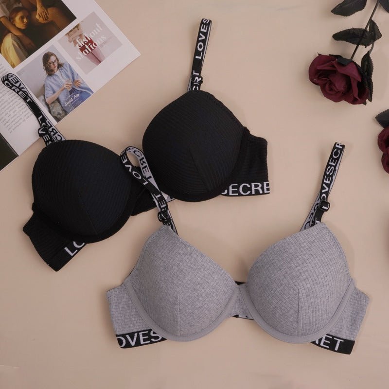 The Noir Comfort | Women's Cotton Underwire Push - Up Bra with Letter Straps - Negative Apparel