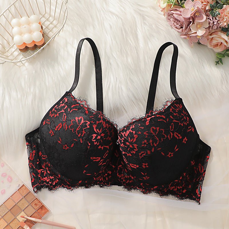 The Noir Rouge | Plus - Size Lace Push - Up Full - Coverage Bra - Negative Apparel