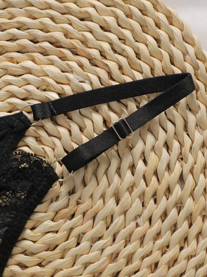 The Onyx Elite | 3 - Piece Underwire Lace Bra & Garter Set - Negative Apparel
