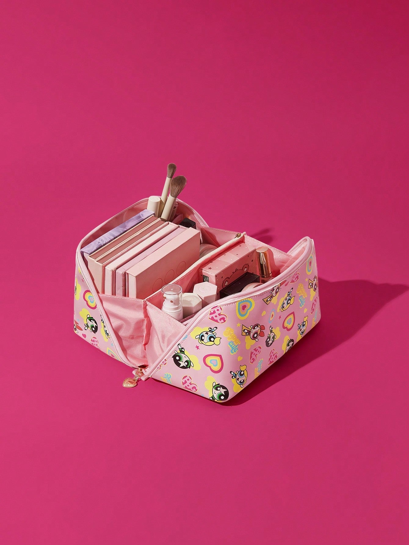 THE POWERPUFF GIRLS X SHEIN Cute Full Printed Cosmetic Bag - Negative Apparel