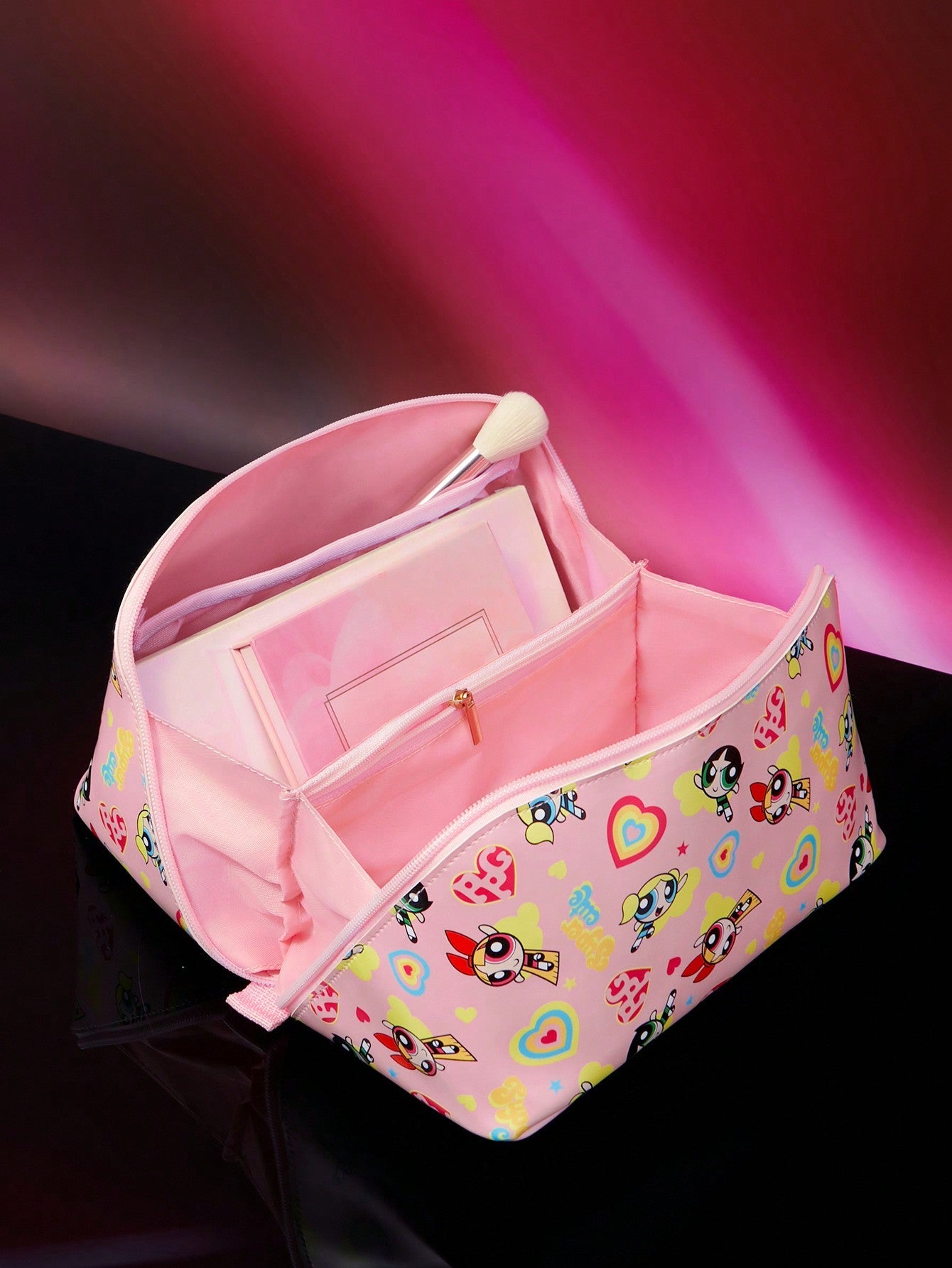 THE POWERPUFF GIRLS X SHEIN Cute Full Printed Cosmetic Bag - Negative Apparel