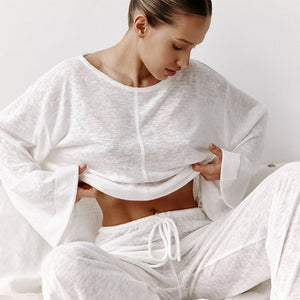 The Pure Comfort Set | Women's Knit Long - Sleeve Pajama Set - Negative Apparel