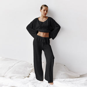 The Pure Comfort Set | Women's Knit Long - Sleeve Pajama Set - Negative Apparel