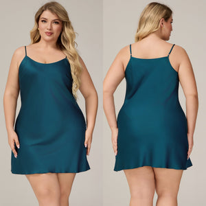 The Satin Charm | Solid Color Strap Mini Satin Sleep Dress - Negative Apparel