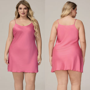 The Satin Charm | Solid Color Strap Mini Satin Sleep Dress - Negative Apparel