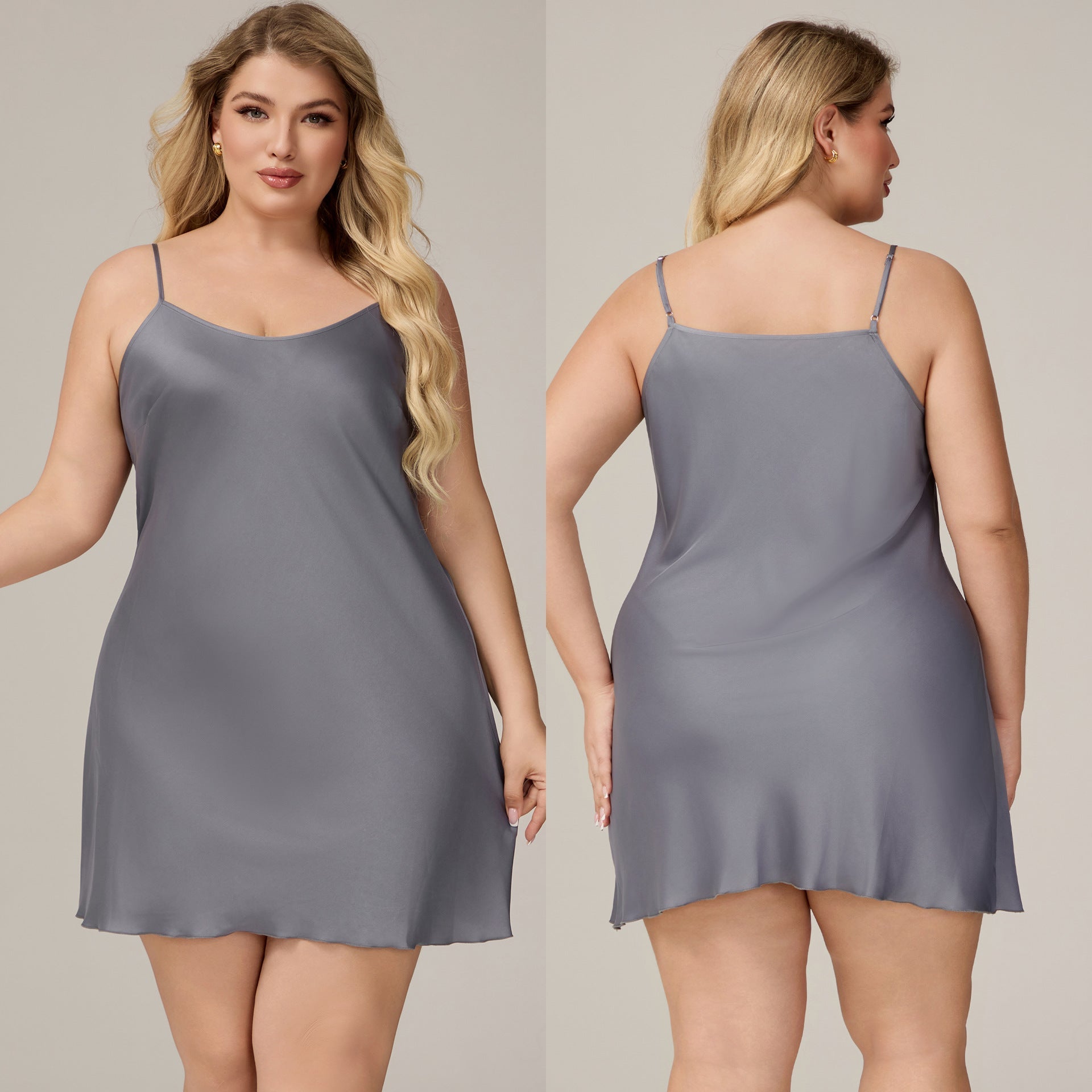 The Satin Desire | Women's Plus - Size Satin Suspender Chemise Nightdress - Negative Apparel