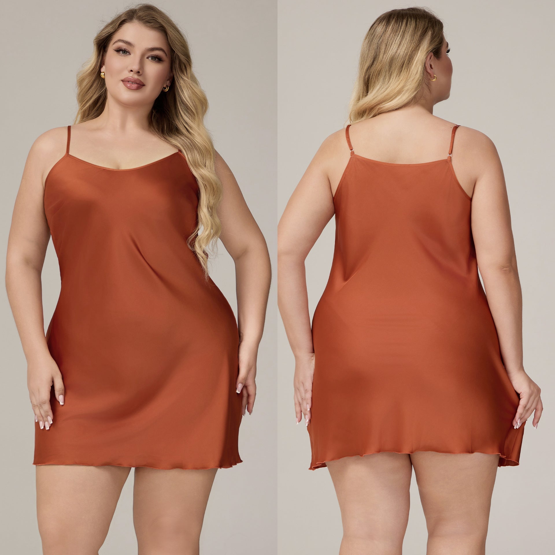 The Satin Desire | Women's Plus - Size Satin Suspender Chemise Nightdress - Negative Apparel