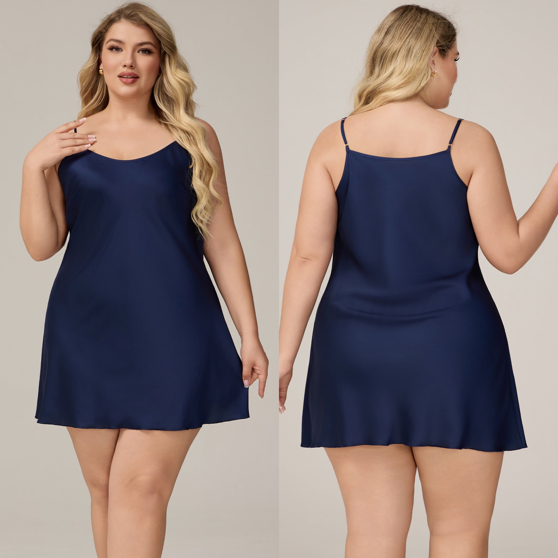 The Satin Desire | Women's Plus - Size Satin Suspender Chemise Nightdress - Negative Apparel