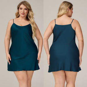 The Satin Desire | Women's Plus - Size Satin Suspender Chemise Nightdress - Negative Apparel