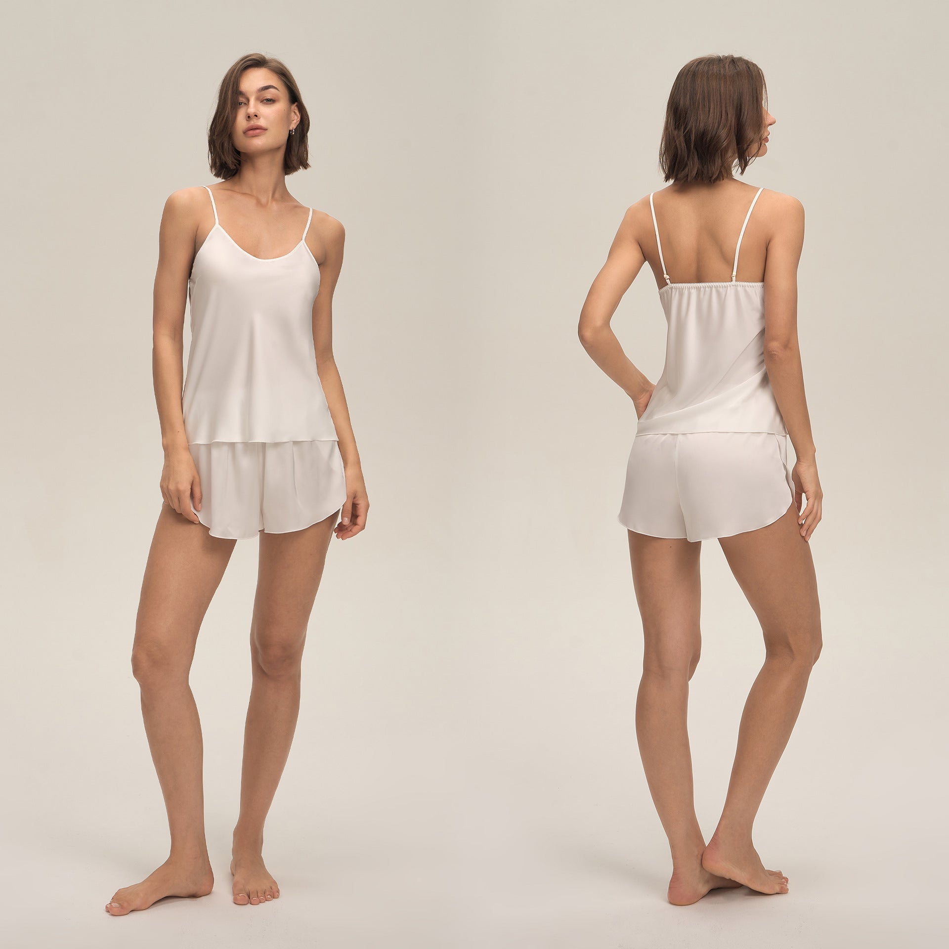 The Satin Glow | Solid Color Satin Cami & Shorts Sleep Set - Negative Apparel