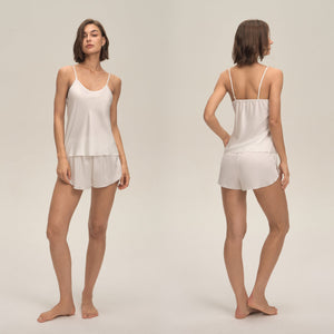 The Satin Glow | Solid Color Satin Cami & Shorts Sleep Set - Negative Apparel
