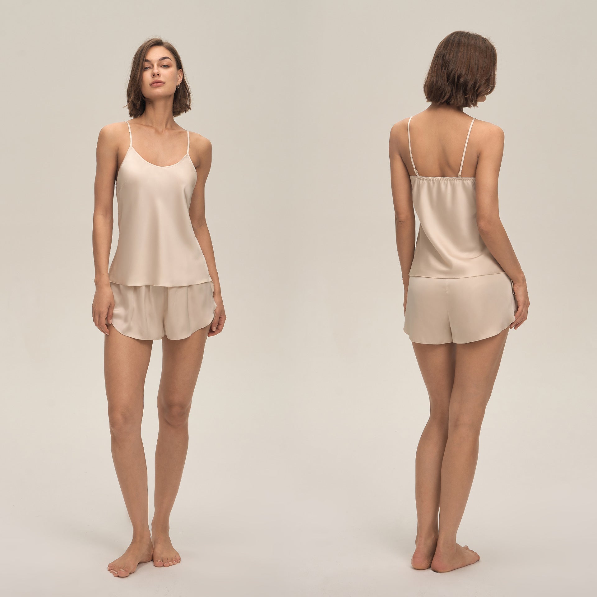 The Satin Glow | Solid Color Satin Cami & Shorts Sleep Set - Negative Apparel