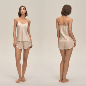 The Satin Glow | Solid Color Satin Cami & Shorts Sleep Set - Negative Apparel