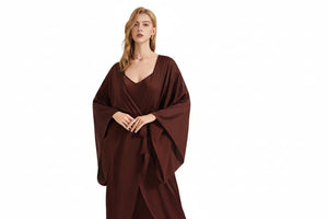 The Satin Grace | Solid Color Long - Sleeve Maxi Robe Sleepwear - Negative Apparel