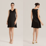 The Satin Whisper | Women's V - Neck Satin Suspender Midi Nightdress - Negative Apparel