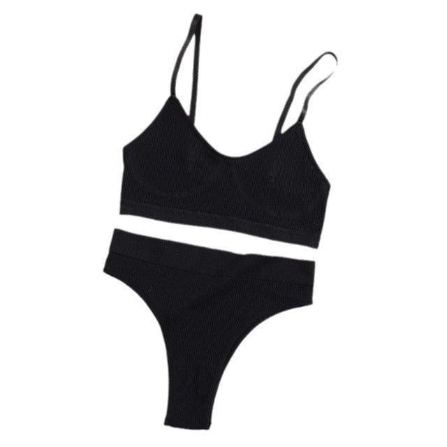 The Seamless Yoga Flow | Women's Seamless Sports Bra & Thong Bodysuit Set - Negative Apparel