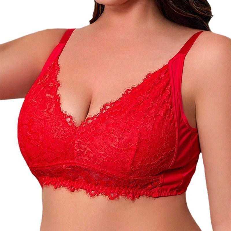 The Sheer Temptation | Plus Size Ultra - Thin Lace Wireless Bra - Negative Apparel