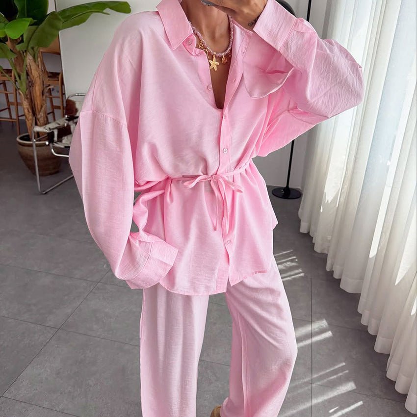 The Soft Whisper Set | Women's Long - Sleeve Button - Down Pajama Set - Negative Apparel