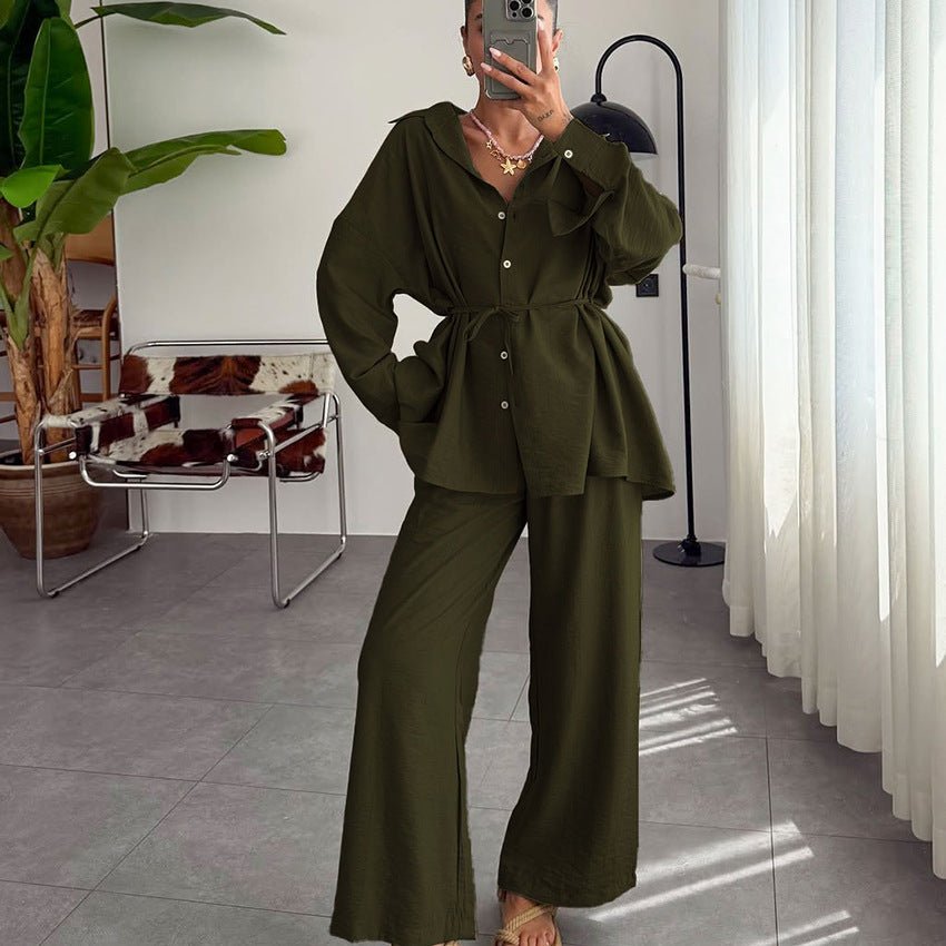 The Soft Whisper Set | Women's Long - Sleeve Button - Down Pajama Set - Negative Apparel