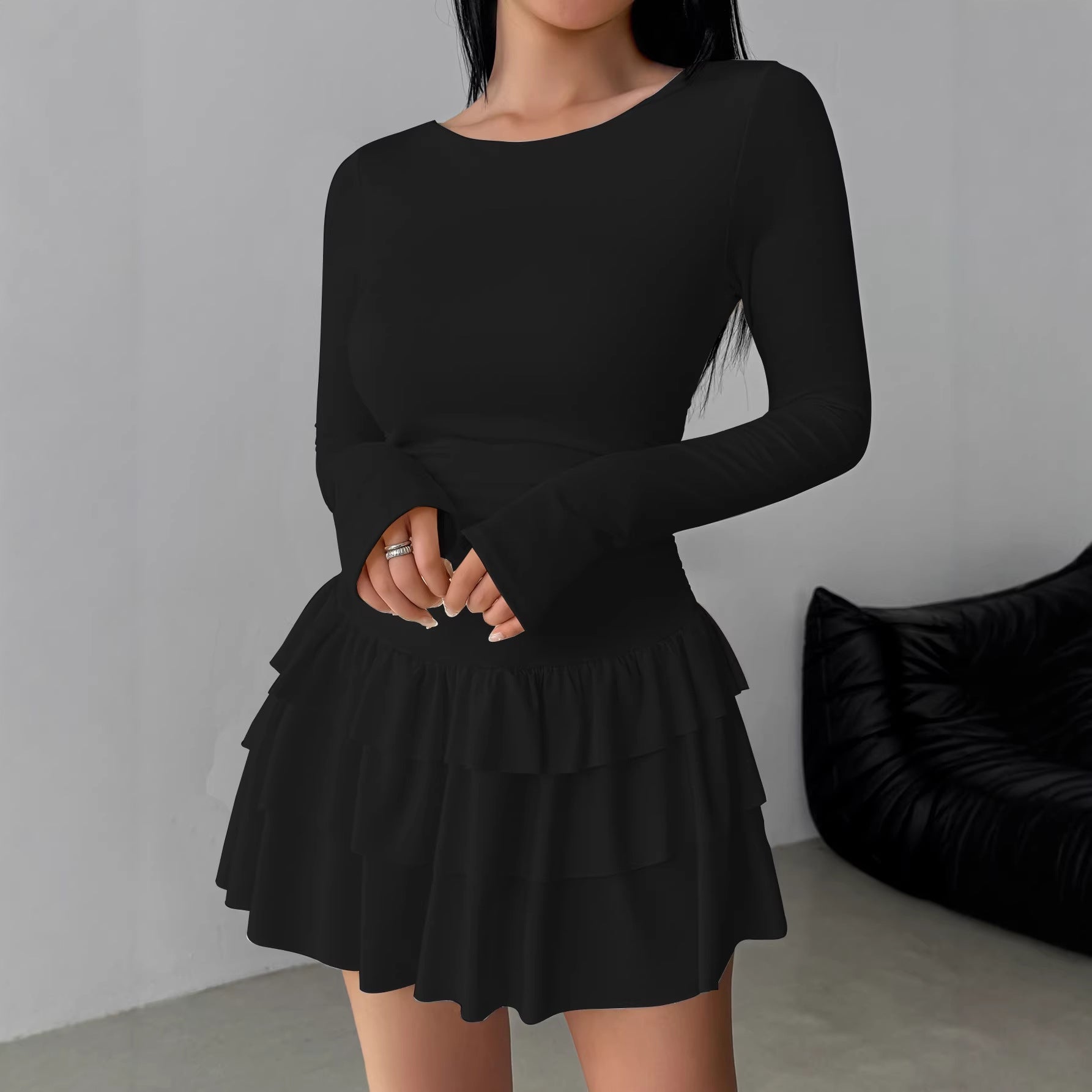 The Timeless Muse | Women's Off - Shoulder Long - Sleeve A - Line Midi Dress - Negative Apparel