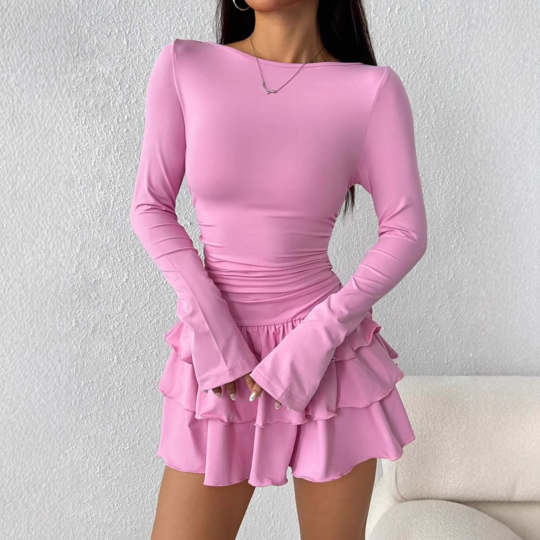 The Timeless Muse | Women's Off - Shoulder Long - Sleeve A - Line Midi Dress - Negative Apparel