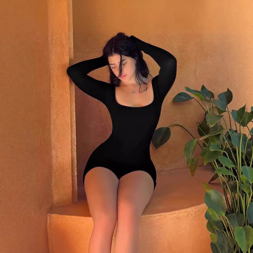 The Urban Siren | Women's Halter U - Neck Long - Sleeve Jumpsuit - Negative Apparel