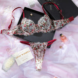 The Vintage Muse | French Lace Printed Mesh Lingerie Set - Negative Apparel