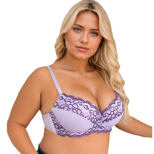 The Violet Charm | Plus Size Lace Back Underwire Gather Bra - Negative Apparel