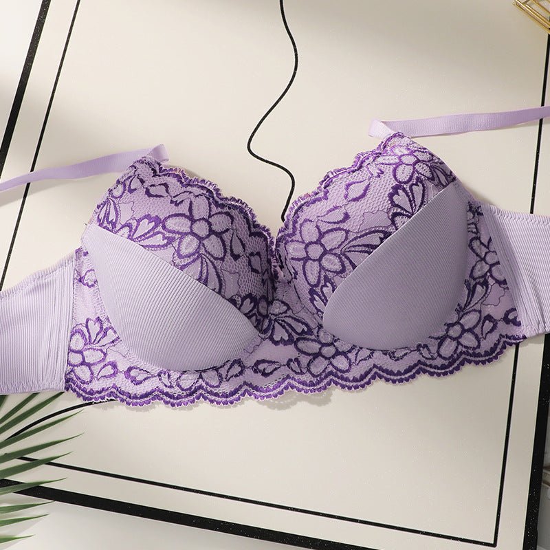 The Violet Charm | Plus Size Lace Back Underwire Gather Bra - Negative Apparel