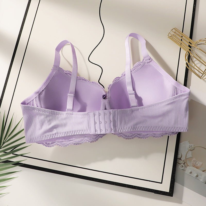 The Violet Charm | Plus Size Lace Back Underwire Gather Bra - Negative Apparel