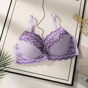 The Violet Charm | Plus Size Lace Back Underwire Gather Bra - Negative Apparel