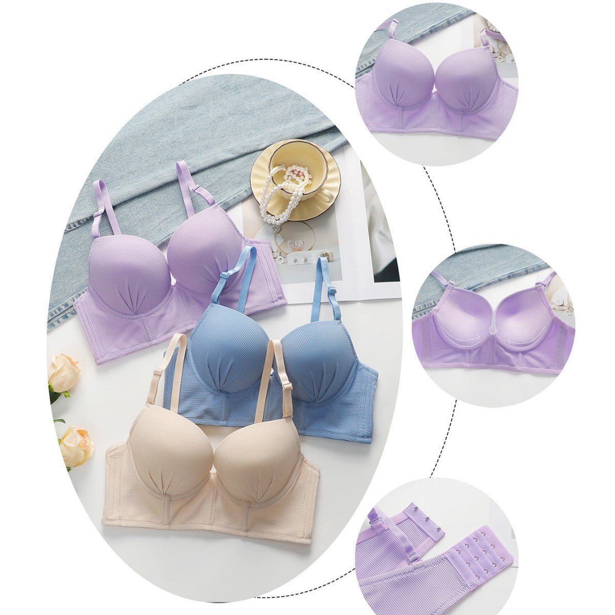 The Violet Whisper | Women's Lace Underwire Push - Up Bra - Negative Apparel