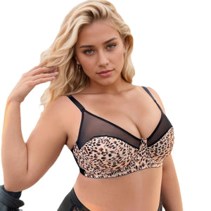 The Wild Allure | Plus Size Leopard Print Underwire Bra - Negative Apparel