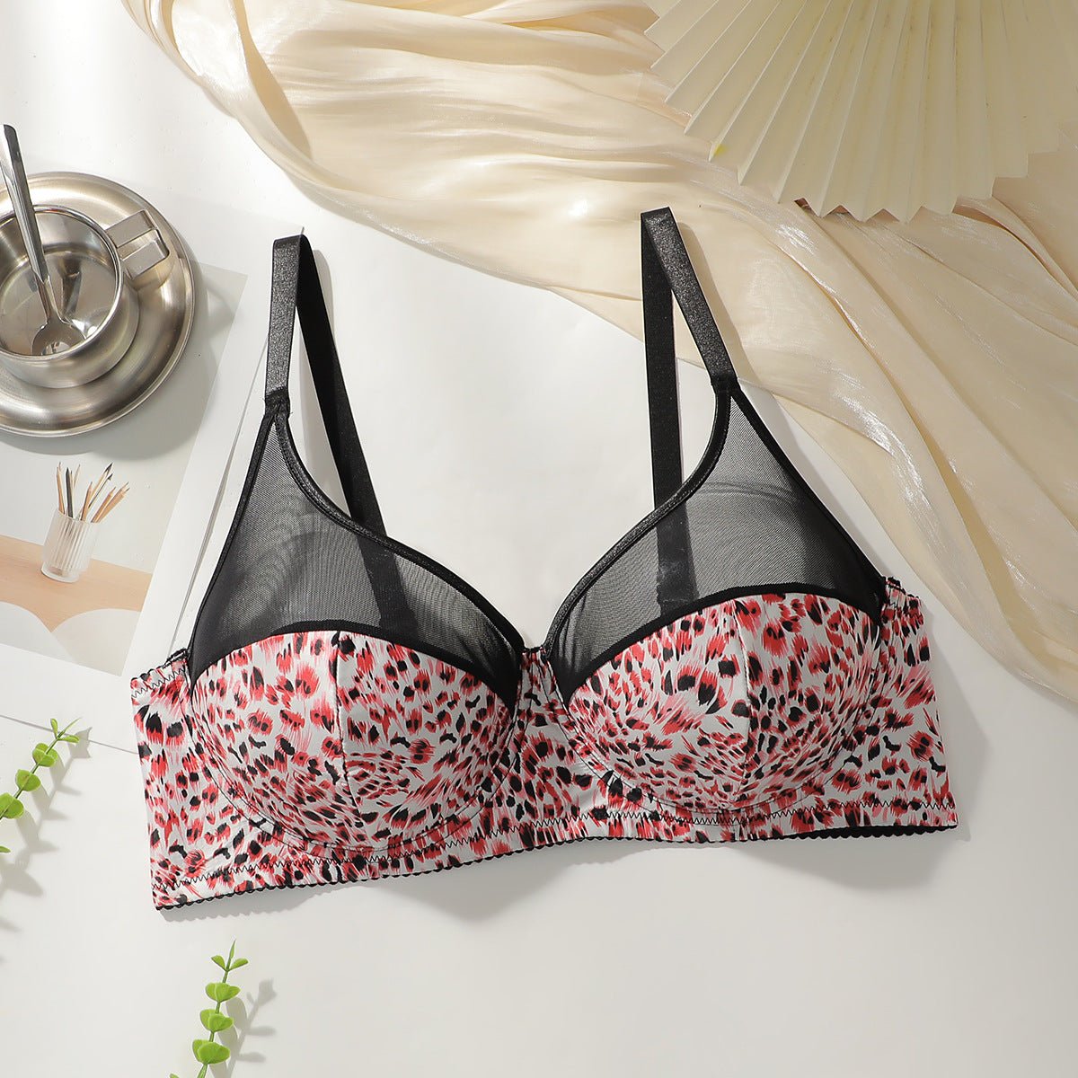The Wild Allure | Plus Size Leopard Print Underwire Bra - Negative Apparel