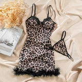 The Wild Aura | Leopard Print Feather Trim 2 - Piece Mini Set - Negative Apparel