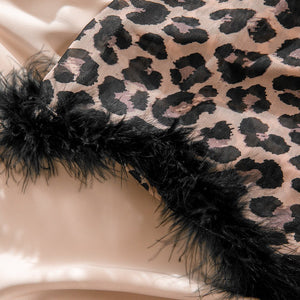 The Wild Aura | Leopard Print Feather Trim 2 - Piece Mini Set - Negative Apparel