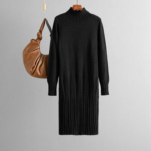 Thickened knitted dress women's autumn and winter mid - length over - knee sweater skirt with coat with bottom skirt - Negative Apparel