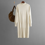 Thickened knitted dress women's autumn and winter mid - length over - knee sweater skirt with coat with bottom skirt - Negative Apparel