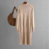 Thickened knitted dress women's autumn and winter mid - length over - knee sweater skirt with coat with bottom skirt - Negative Apparel