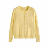 Three - strand core - spun yarn spring, autumn and winter new women's top long - sleeved soft waxy small twist knitted cardigan sweater jacket - Negative Apparel
