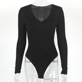 Trending women long - sleeved V - neck bodysuit perfect as inner - Negative Apparel