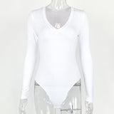 Trending women long - sleeved V - neck bodysuit perfect as inner - Negative Apparel