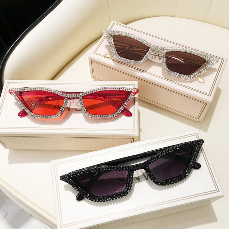 Triangular cat - eye diamond sunglasses – UV400 Full Frame Fashion Shades - Negative Apparel