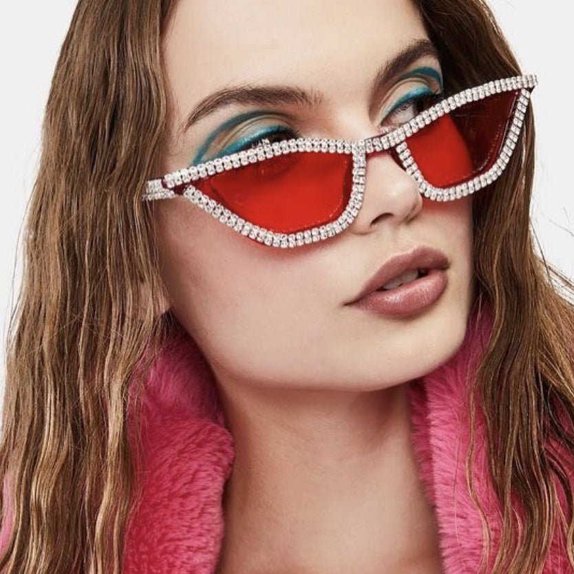 Triangular cat - eye diamond sunglasses – UV400 Full Frame Fashion Shades - Negative Apparel