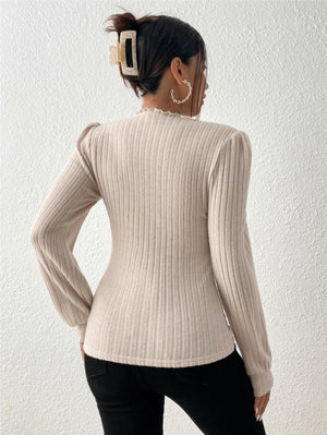 Trim high collar long sleeve slim witner top - Negative Apparel