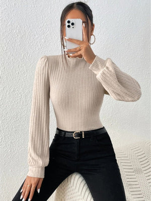 Trim high collar long sleeve slim witner top - Negative Apparel